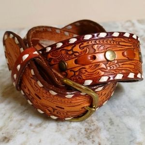 Vintage Tooled Western Nocona Belt 30